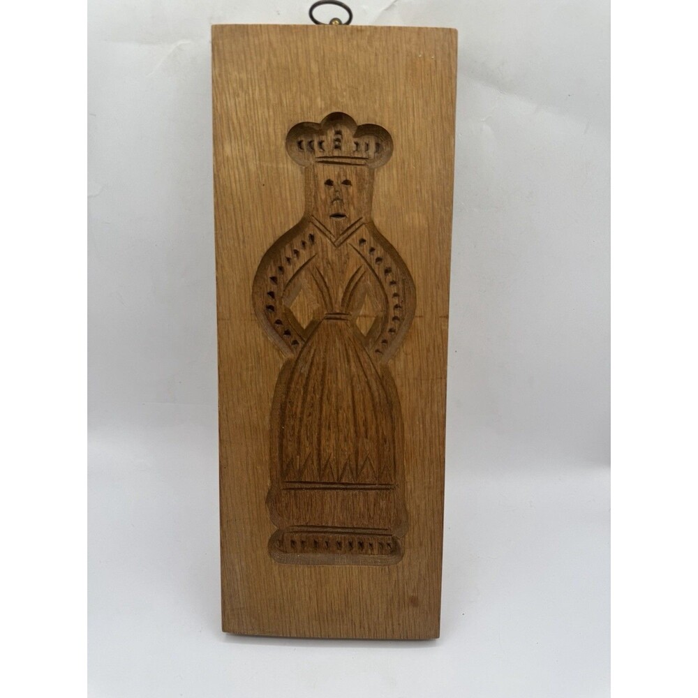 Antique Dutch/German Wood Springerle Queen Cookie Board Mold Stamp Press